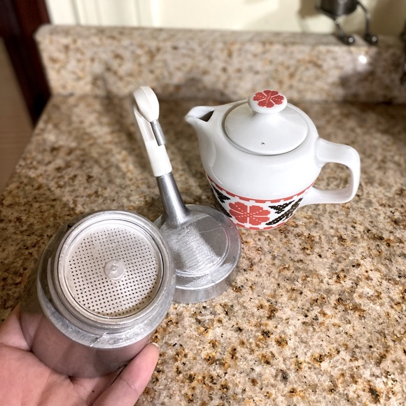 Rare vintage coffee pot in aluminum with spout and jug - Picture 6 of 7